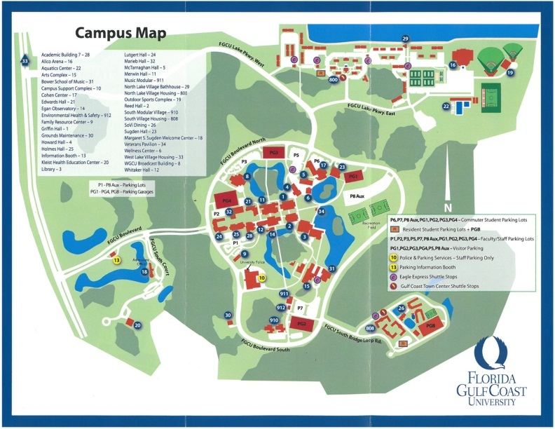 Florida Gulf Coast University Campus Map